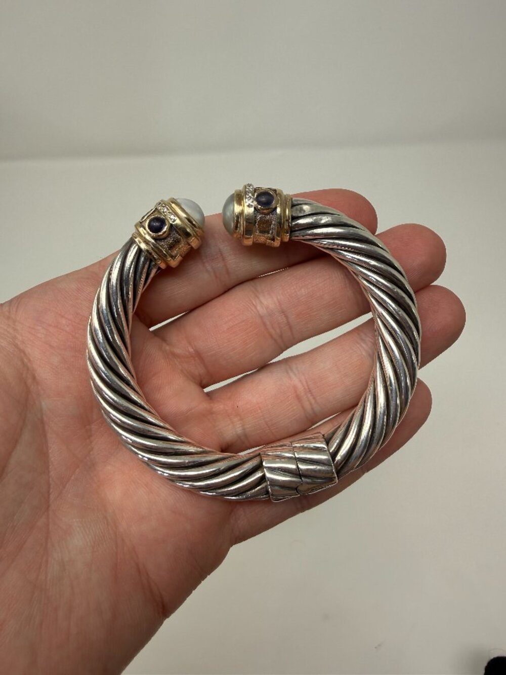 DAVID YURMAN 14K GOLD, SS PEARL and GEMS BRACELET